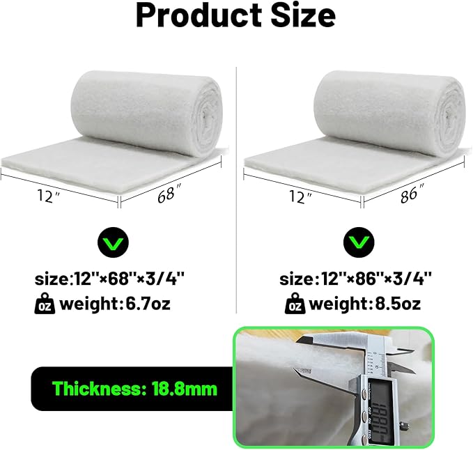 hygger 3/4'' Thick Aquarium Filter Floss 12"x 86" Poly Fiber Fish Tank Filter Media Water Polishing Filter Pad for Sump Canister Hang On Back Filter Cut to Size