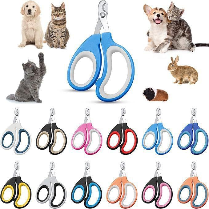 Dog Nail Trimmers and Cat Nail Clipper Set - Professional Dog Nail Clippers for Small Breeds, Heavy Duty Pet Trimmers, Safe Cat Claw Clippers, Ideal for Cats, Dogs, Puppies(Blue/Light Blue)