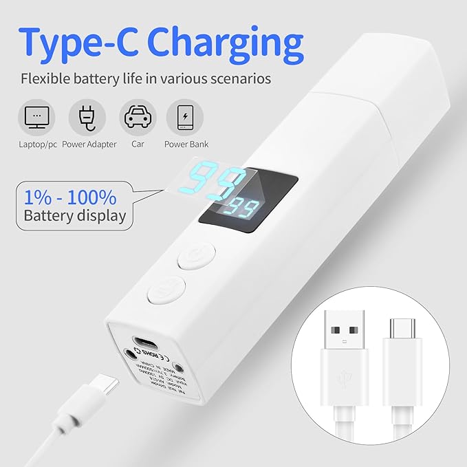 Professional 4-Speed Dog Nail Grinder, Electric Rechargeable Dog Nail Grinder with UV & Interactive Lights, Rechargeable Quiet Pet Nail Grinder, Nail Clippers for All Type Dogs Cat (White)