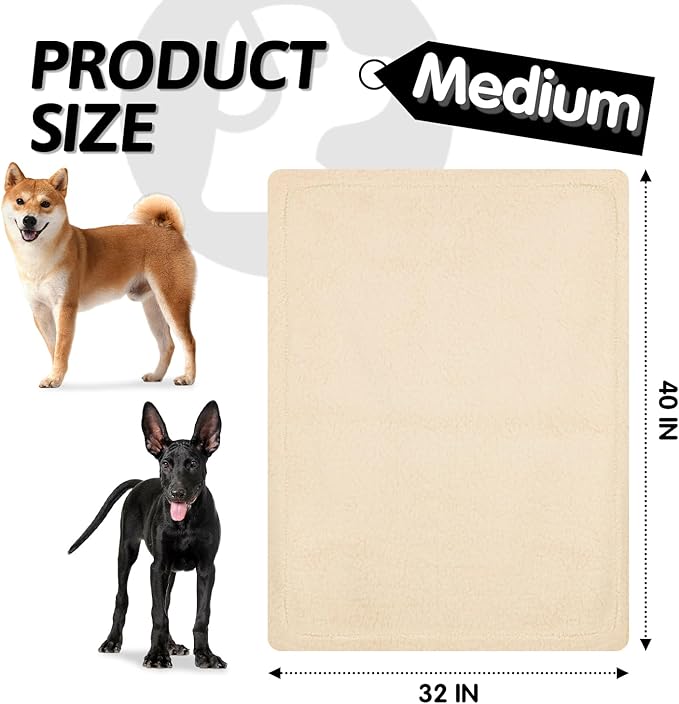 furrybaby Dog Blanket Soft Dog Blankets for Large Dogs Puppy Essentials Washable Sherpa Fleece Cat Blanket 32x40 Inches for Bed Furniture Couch Sofa (Medium, Beige)