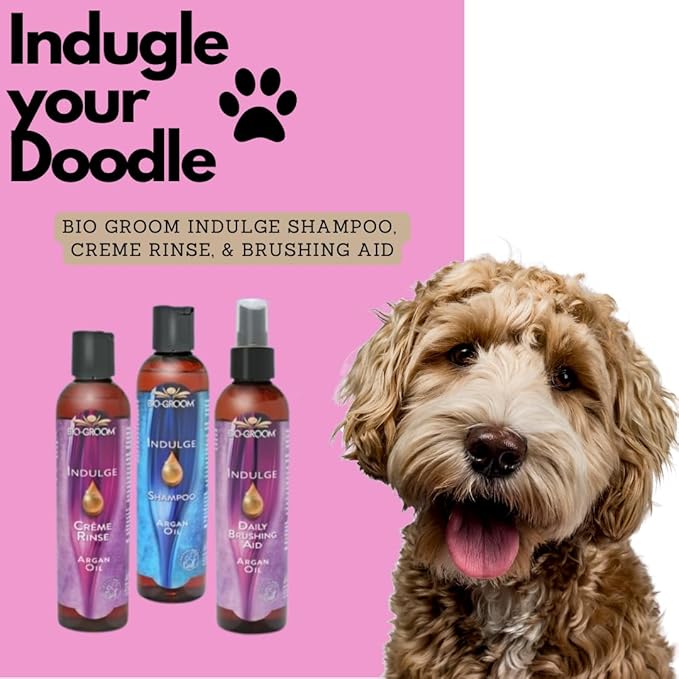 Bio-groom Indulge Argan Oil Dog Conditioner No-Rinse, Deshedding Dog Bathing Supplies, Puppy Wash, Dog Grooming Supplies for Sensitive Skin, Cruelty-Free, Made in USA, Dog Spray 12 fl oz 1-Pack