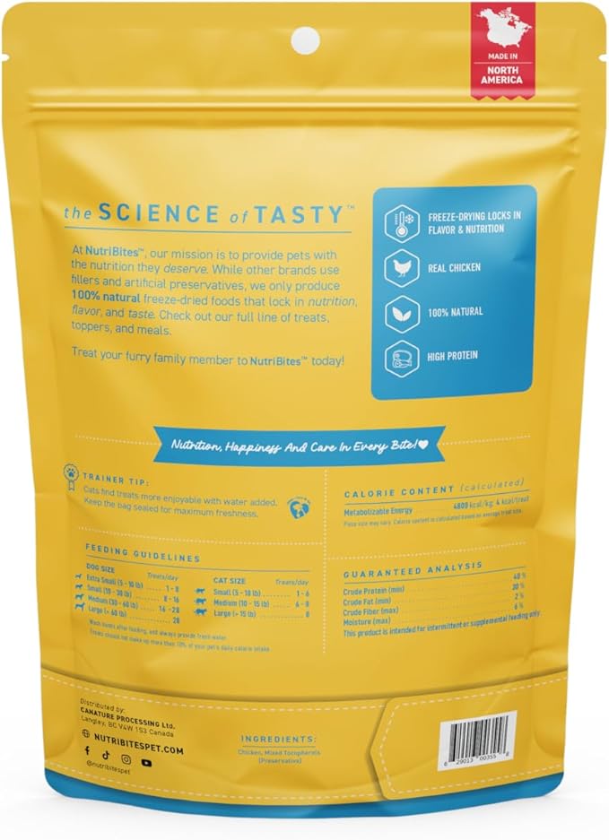 Nutri Bites Freeze Dried Chicken Dog & Cat Treats, 9 oz | Healthy Pet Training Treats or Food Topper | All Natural, 1 Single Animal Protein, High Protein