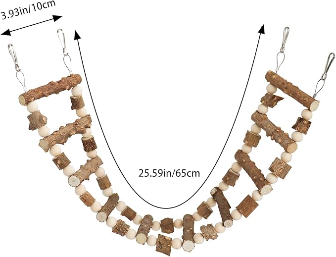 Bird Parrot Ladder Bridge Toy, Bird Swing Toy, Natural Pepper Wood Hanging Pet Chewing Toy, Rat Hamster Climbing Toys, Bird Cage Accessories, Suitable for Bird Parrot Rat Squirrel Sugar Gliders