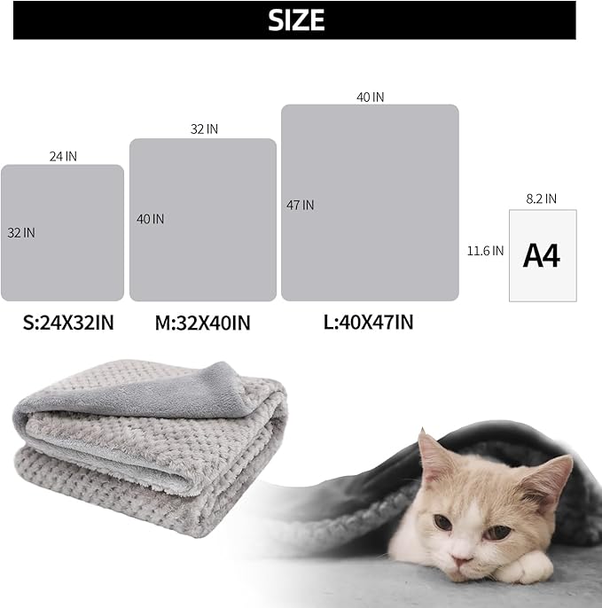 furrybaby Premium Fluffy Fleece Dog Blanket Soft and Warm Reversible Flannel Pet Blanket for Dogs 24x32inch Washable Indoor Cats Blankets for Cozy Comfy Nap(Grey)