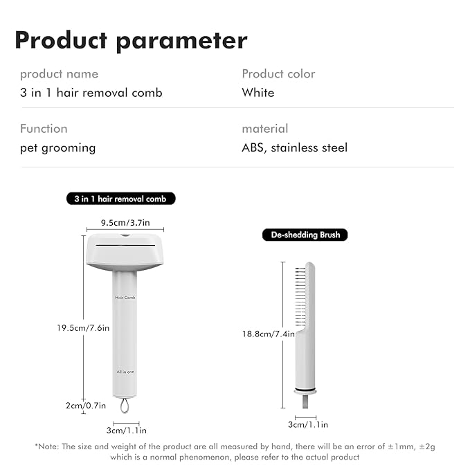 3 In 1 Pet Dematting Tool, Dog Flea Lice Combs for Grooming, Undercoat Rake & Dematting Comb for Detangling Matted or Knotted Undercoat Hair, Great for Short or Long-haired Dogs & Cats -White