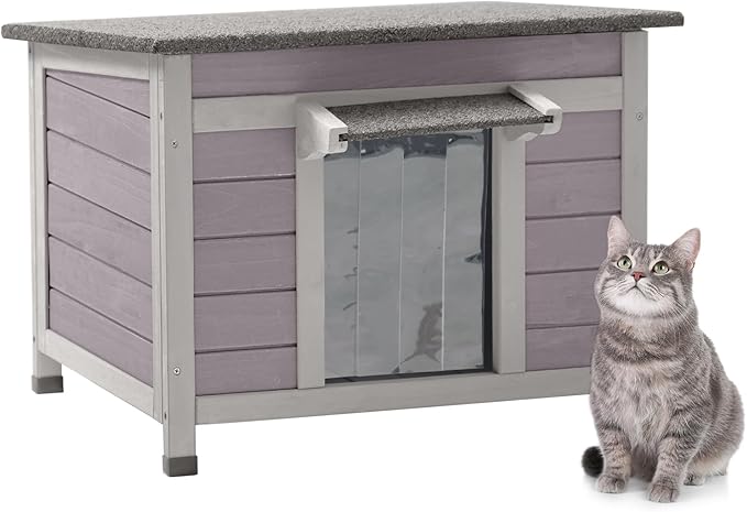 Aivituvin Outdoor Cat House Weatherproof Feral Cat Shelter for Winter Outside Kitty Condo Small Animal Bed