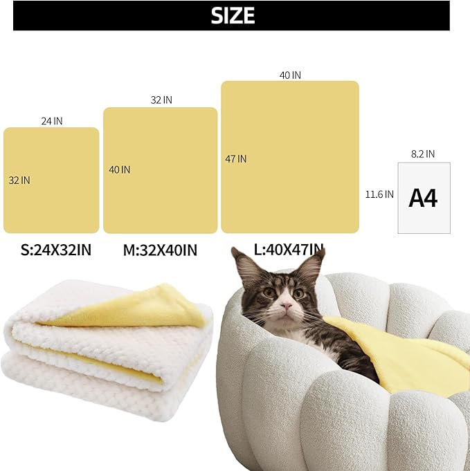 furrybaby Dog Blankets for Medium Dogs & Cats for Couch, Reversible Flannel Blankets for Pets 32x40 Inch, Cat Blankets for Indoor Cats Washable (White)