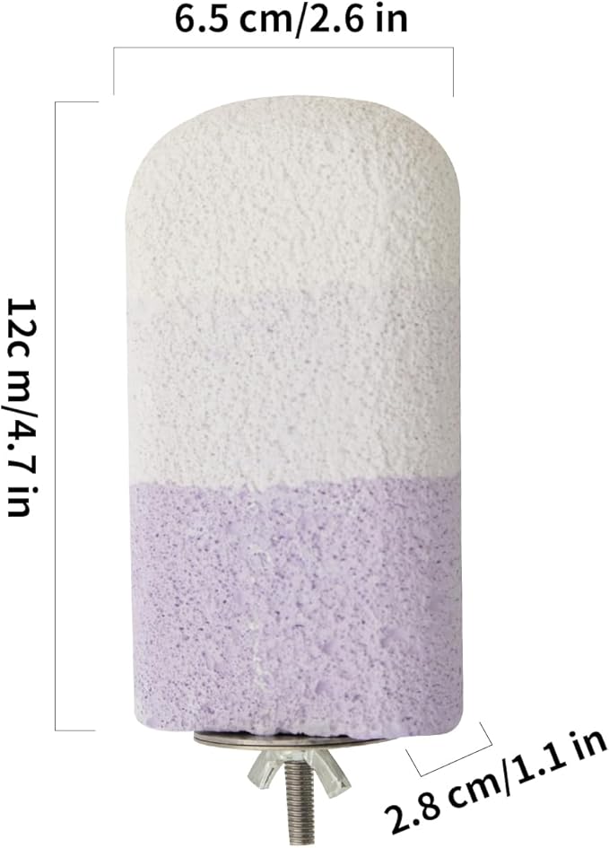 Natural Mineral Bird Perch for Cage Parrot Perch Platform for Beak Grinding Claw Trimming & Chewing Chew Toy for Parakeets Cockatiels Conures Birds Cage Accessories (Gradient Purple, 4.7")