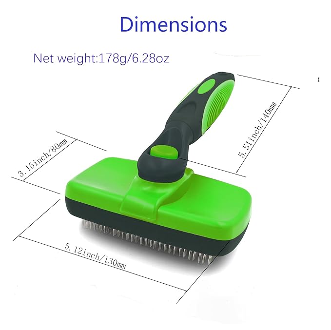 Self Cleaning Slicker Brushes for Pets,Dog Brush for grooming, Massaging Tool Suitable for Dog or Cat,Dog Brush or Cat Brush. (Green)