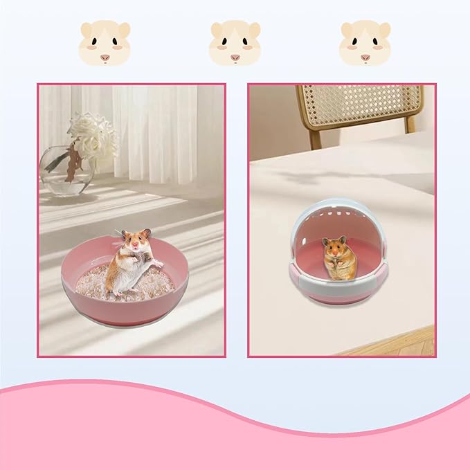 Hamster Carrier Cage Portable_ages Small Animals Carry Travel Case with Water Bottle Plastic Breathable_uinea Pig Outgoing Cage for Dwarf Hamster Ferret Chinchillas Hedgehog (Pink)