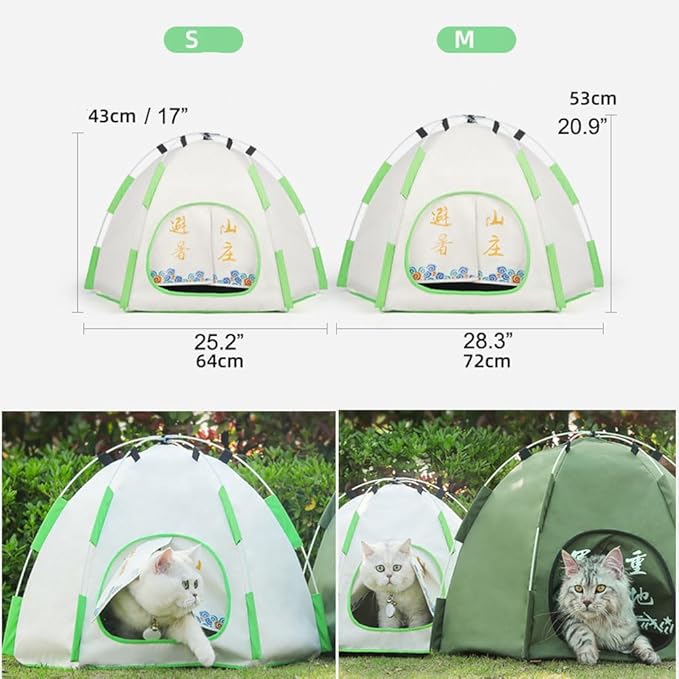 Cute Cat Teepee Cave,Bunny Pet Tent Foldable Indoor Outdoor with Thick Mat,Dog Puppy Bed,Portable Dog House,Puppy Bunny,Pet Tent Teepee (K, M)