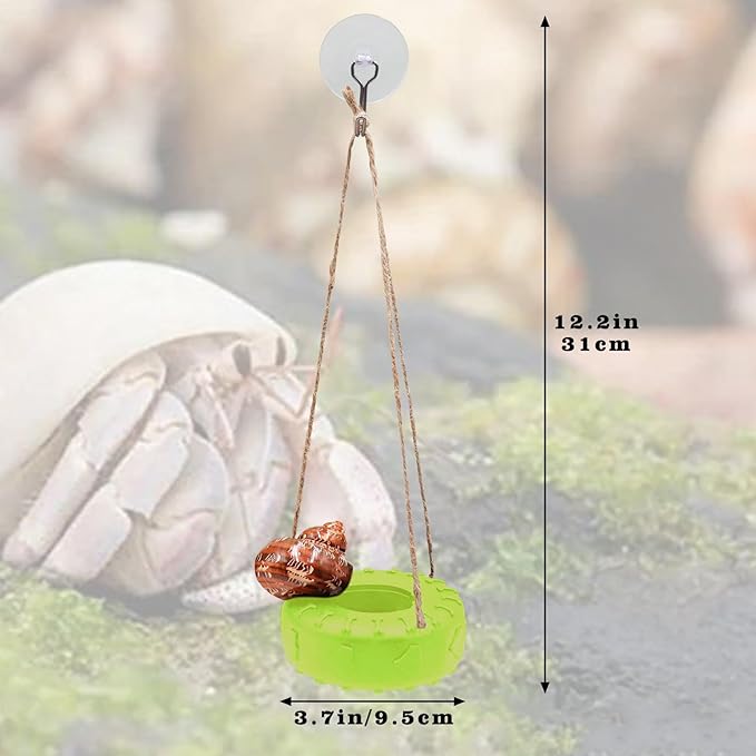 Hermit Crab Tire Swing Toy, Hermit Crab Climbing Toy, Reptile Tank Aquarium Decoration Accessory, Suitable for Small to Medium Sized Hermit Crabs, 3.7 Inches in Diameter