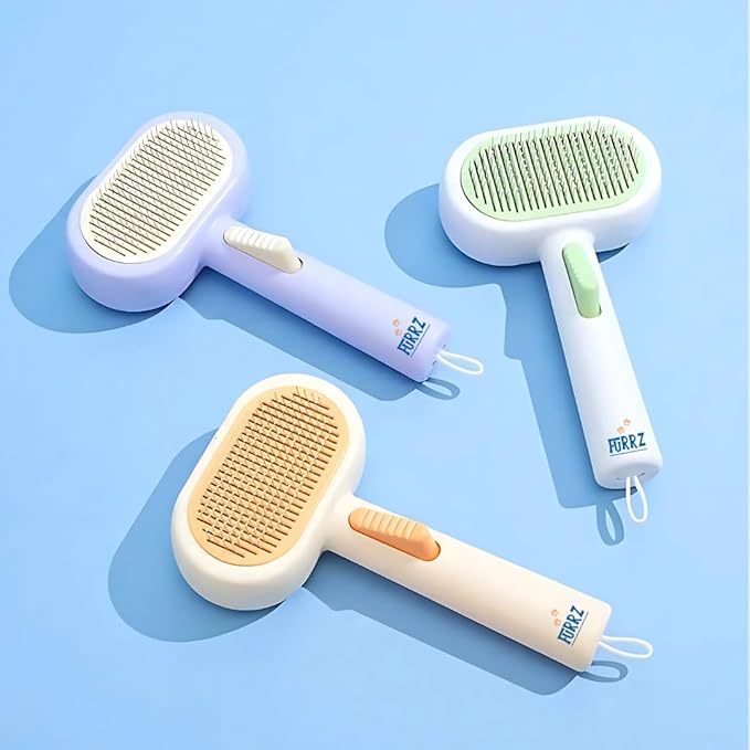 Self-Cleaning Slicker Brush for Dogs & Cats Effective Pet Grooming & Deshedding Tool, Gentle & Skin-Safe, Ideal Dog Brush for Small, Medium & Large Breeds (Yellow)