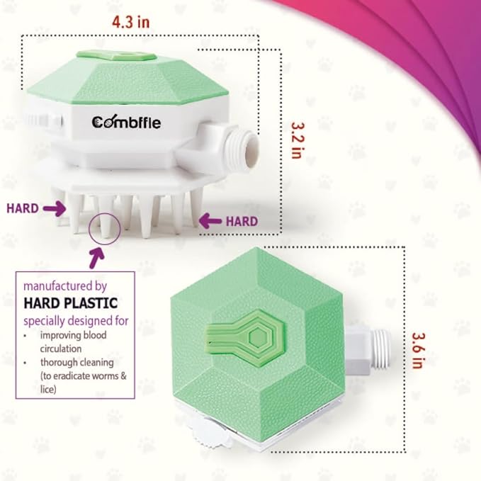 Dog Shower Attachment for Shower Faucet, Scrubber Bathtub Spout 3 in1 Set Deep Cleaning Washing Kit Glooming and Massage Function,with 2m Hose, for Medium and Large Dogs