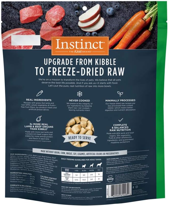 Instinct Freeze Dried Raw Meals Grain Free Dog Food, Dog Food Dry, Freeze Dried Dog Food, Raw Dog Food, Lamb Recipe, 24 oz