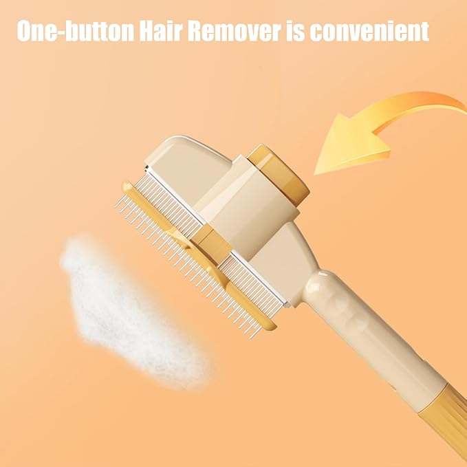 Pet Brush, Hair Grooming Brush Removal Comb, Cat Dog Brush for Massaging and Cleaning Shedding, Multifunctional with Release Buttonï¼_ellow