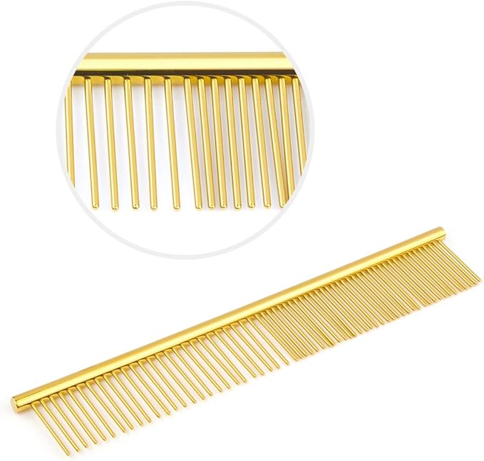 7.0" Dog Scissors Pet Grooming Kit Round-tip Safety Scissors Fishbone Teeth Shears with Forceps Hairdressing Hair Styling Tool Gift Set 5 Pieces (Gold)