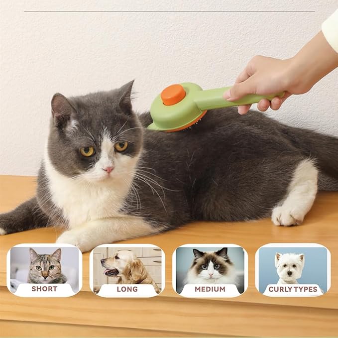 1 PCS Cat Brush Professional Cat Grooming Brush Cat Comb Dog Brush Dog Grooming Brush Pet Brush Tool with Cleaning Button for Cat Dog