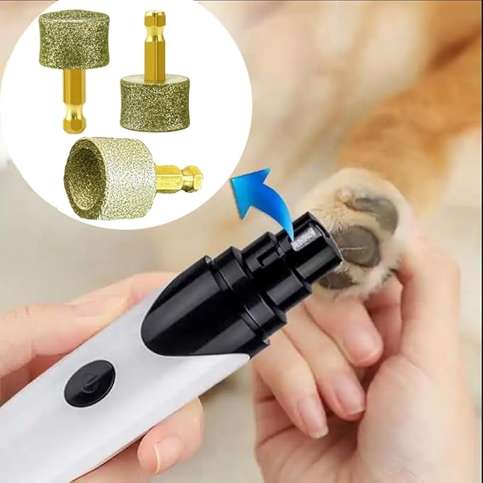 3 Pack Dog Nail Grinder Replacement Head, Pet Nail Grinder Diamond Tip Replacement, Professional Spare Grinding Head for Electric Pet Paw Trimmer Nail Grinder, Dog Claw Smoothing Grinder Bits