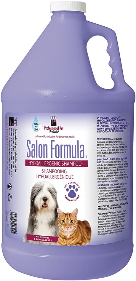 PPP Salon Formula - Hypoallergenic Shampoo for Dogs - Nourishing & Rejuvenating Hypoallergenic Shampoo for Dog Coat & Fur - 1 Gallon