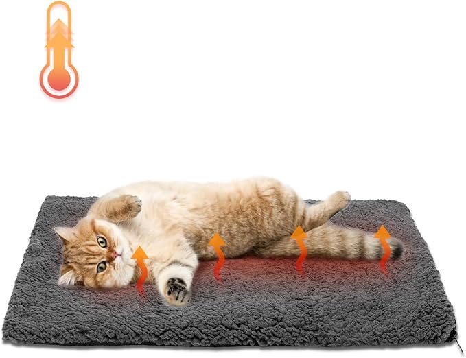 Nobleza Self Warming Cat Bed, Super Soft Thermal Dog Crate Bed Mat for Sleeping, Washable Anti-Slip Self Heating Pet Kennel Pad for Small Medium Cats Dogs Indoor Outdoor (Darkgray, S)