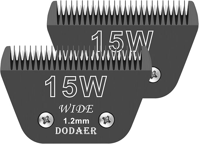 15 Wide Blades for Dog Grooming,Compatible with Andis,Oster A5,Wahl km10 Clippers,Cutting Length 3/64",2 Pack (Black)