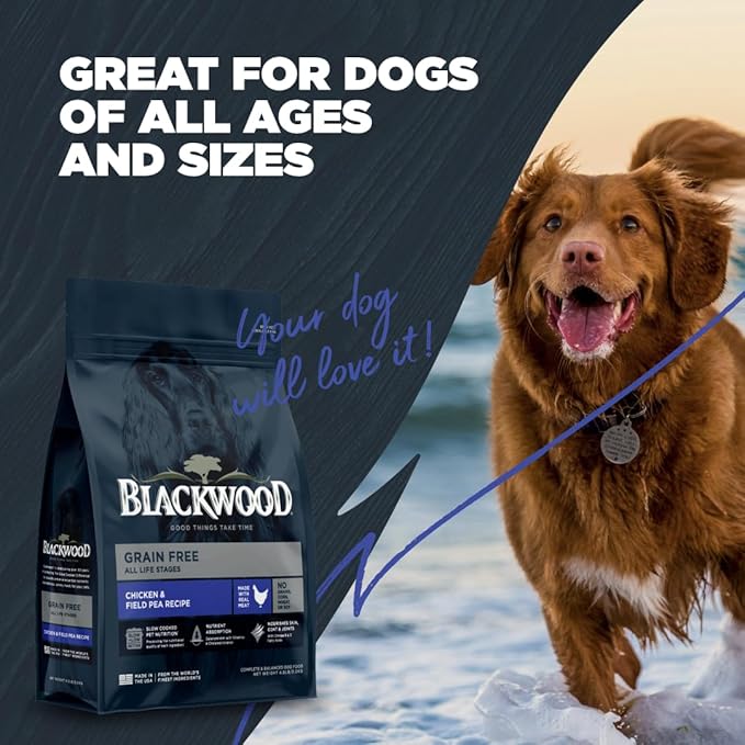 Blackwood Grain Free Dry Dog Food, Chicken & Field Pea Recipe, 4.5 Pound Bag for All Life Stages, Slow Cooked with Vitamins & Minerals for a Balanced Diet
