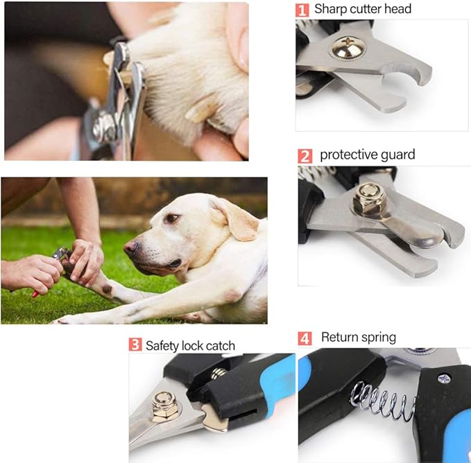 Dog Grooming Scissors kit with Safety Round End, Pet Grooming Trimmer Set with Blunt Tip-Thinning, Straight, Curved Shears tool with Comb, Nail Cliper and Nail File for Long Short Fur of Cat and Puppy