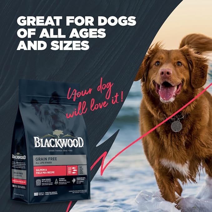 Blackwood Grain Free Dry Dog Food, Salmon & Field Pea Recipe, 10 Pound Bag for All Life Stages, Slow Cooked with Vitamins & Minerals for a Balanced Diet