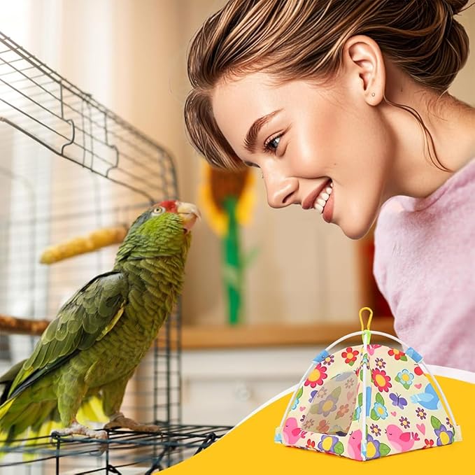 All-Season Bird Bed & Nest Tent with Dual-Sided Mat — Compact Hammock Cage Accessory for Budgies, Lovebirds, Finches, Parrotlets & Small Birds (Medium)