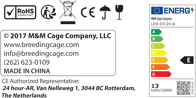 HappyBird Lighting Bird Cage Light with Chew Guard - Full Spectrum LED Pet Light - Simulates Natural Environment - Safe for Hookbill Birds – Easy to Install - (18" Long)