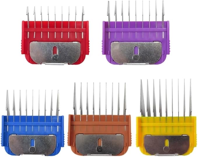 5 Pcs Stainless Steel Pet Clipper Guide Comb Kit for Andis Oster A5 Wahl KM10 Series Clipper Detachable Blade