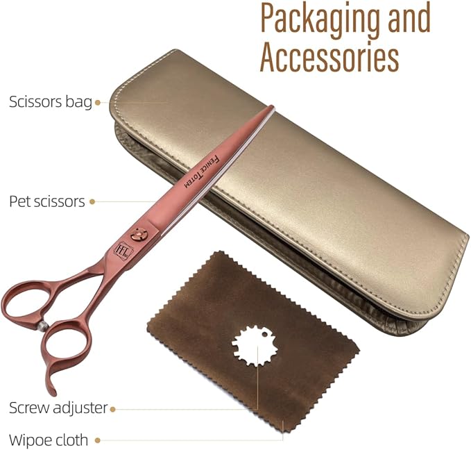 Dog Grooming Scissors: Terracotta 7.5 inch Pet Straight Shears Made Of Japanese VG10 Advanced Stainless Steel Professional Grooming Scissors for Dogs Cats and Other Pets