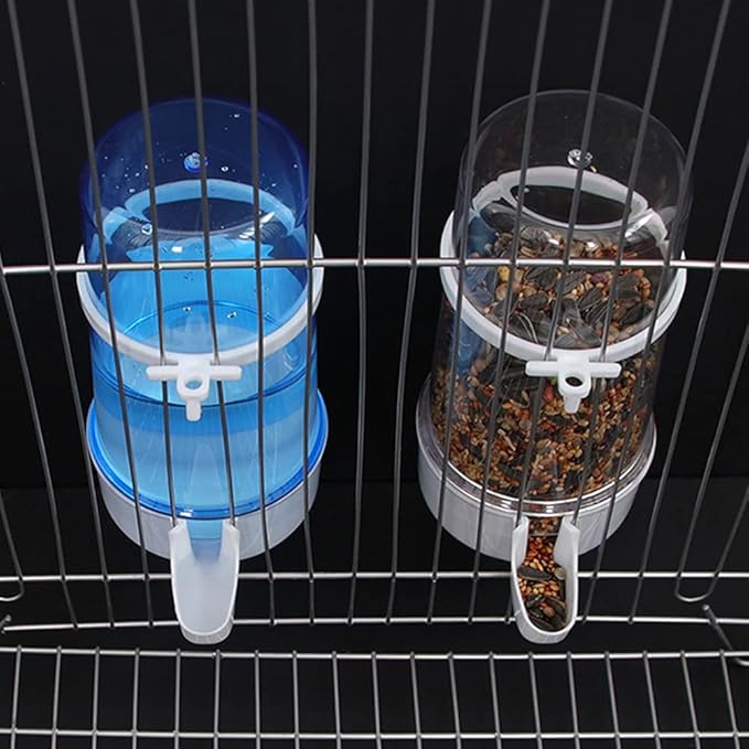 Pet Bird Water Feeder, 13.5 Oz Parrot Water Dispenser, Bird Cage Suspended Automatic Water Dispenser for Parakeet Budgie Lovebirds Cockatiel (2PCS)