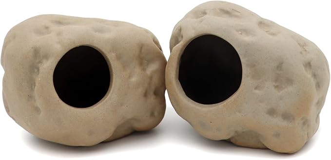 Ceramic Aquarium Decorations, Stackable Rock Caves Betta Fish Tank Accessories Rock Cave Decor (101x2)