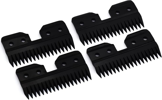 4 Pieces Professional Pet Clipper Replacement Cutter Blade, 18 Teeth Zirconia Ceramic Moving Blade Compatible with Oster Fast Feed A5 Style Detachable Horse Animal Clippers Pet Groomers (Black)