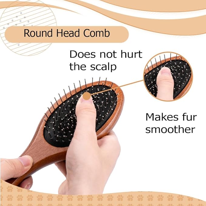 Double-Sided Pet Slicker Brush for Dogs and Cats - Professional Grooming Comb with Pins and Bristles - Ideal for Long and Short Hair - Shedding and Tangle Removal - Durable and Gentle Brush