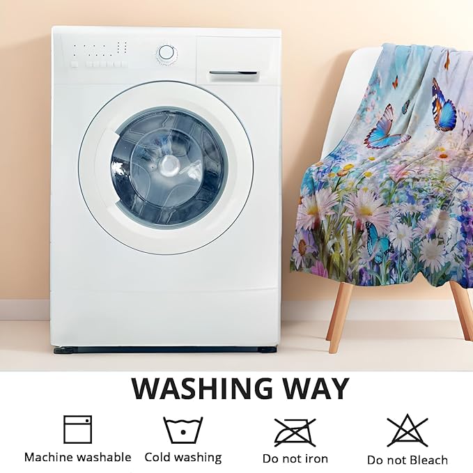 Enchanted Garden Butterflies Throw Blanket - Soft, Cozy, Lightweight Flannel - Warm, Plush, Fuzzy Decor for Couch, Office, Travel - Vibrant Flower and Butterfly 60×80 Inch