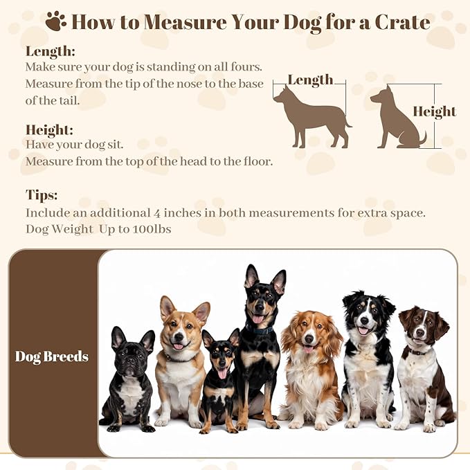 Dog Crate Furniture for Large Dogs, 36" Indoor Wooden Dog Kennel with 270° Swivel Door & 360° Rotating Feeder, Decorative Heavy Duty Dog House with Double Locks & Bowls, White