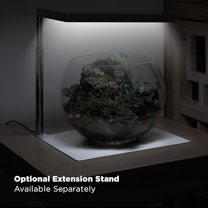 ONF Flat Nano 15W Full Spectrum Aquarium Light, 4 Level Dimmable Plant Light, IP54 Waterproof Freshwater Use Only, Suitable for 2-9 Gallon Rimless Fish Tanks, Terrariums, & Potted Plants, Silver