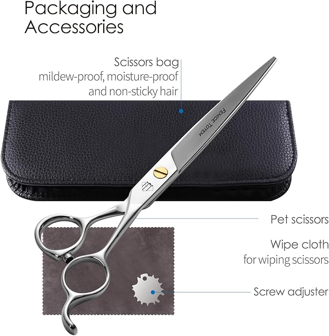 Dog Grooming Scissors: 7.0" Pet Shears Made Of Japanese VG10 Advanced Stainless Steel Professional Grooming Scissors for Dogs Cats and Other Pets