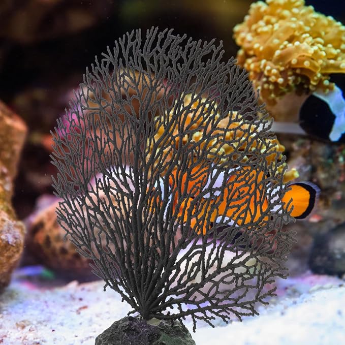 balacoo Aquarium Sea Fan Coral Decorations - Simulation Sea Coral Branch, Artificial for Aquarium Ornament Fish Tank Landscape (7 Inch)