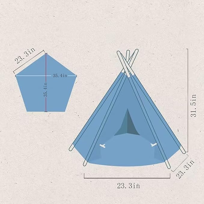 Dog and Cat Teepee Bed - Portable Pet Tent for Small Dogs and Indoor Cats, Removable & Washable With Cozy Cushion, Bunny Outdoor House (White, L)