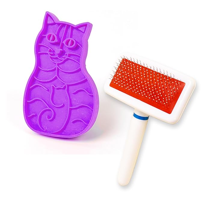 Pet Bath & Massage Brush Grooming Kit,Dog Brush & Cat Brush,Pet Bath Brush Scrubber for Shampooing and Massaging Cats and Dogs with Short or Long Hair,2 in 1 Dog Brush Set (purple)