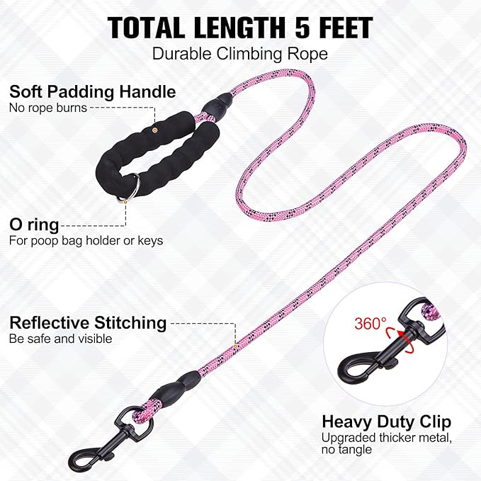 BEAUTYZOO Small Dog Harness and Leash Set, Step in No Chock No Pull Soft Mesh Dog Harnesses Reflective for Small Medium Puppy Dogs and Cats, Plaid Dog Vest Harness for S M Pets, Light Pink XS