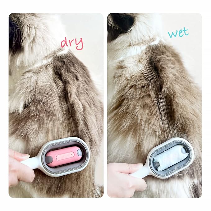 Cat Brush with Water Tank Pet Hair Removal Comb Slicker Brushes for Dogs Cats Grooming Tool Removes Loose Undercoat Mats Tangled Hair Brush for Pet Massage (LongHaired Blue)