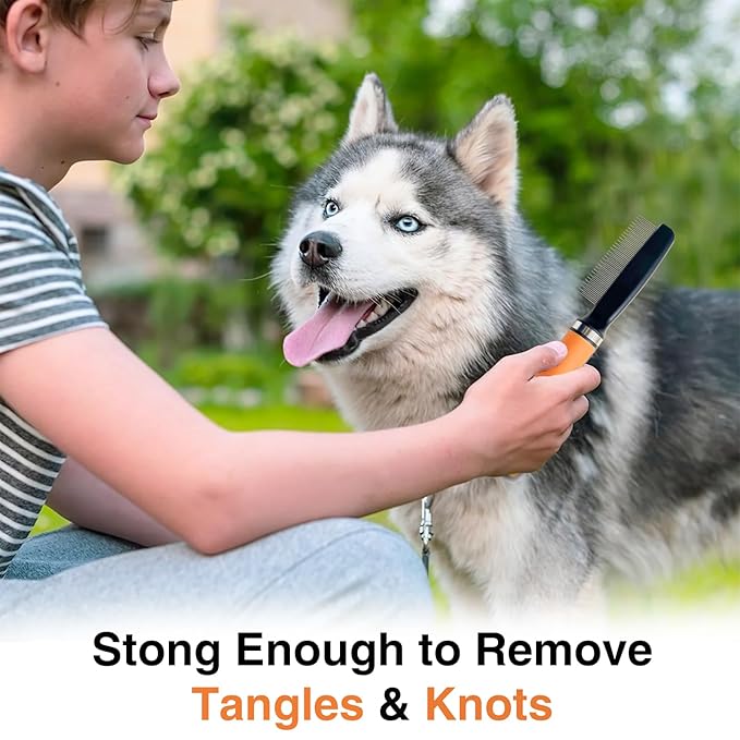 Dog Brush - Reduce Dog Shedding, Long Hair Dog Brush, Orange Set