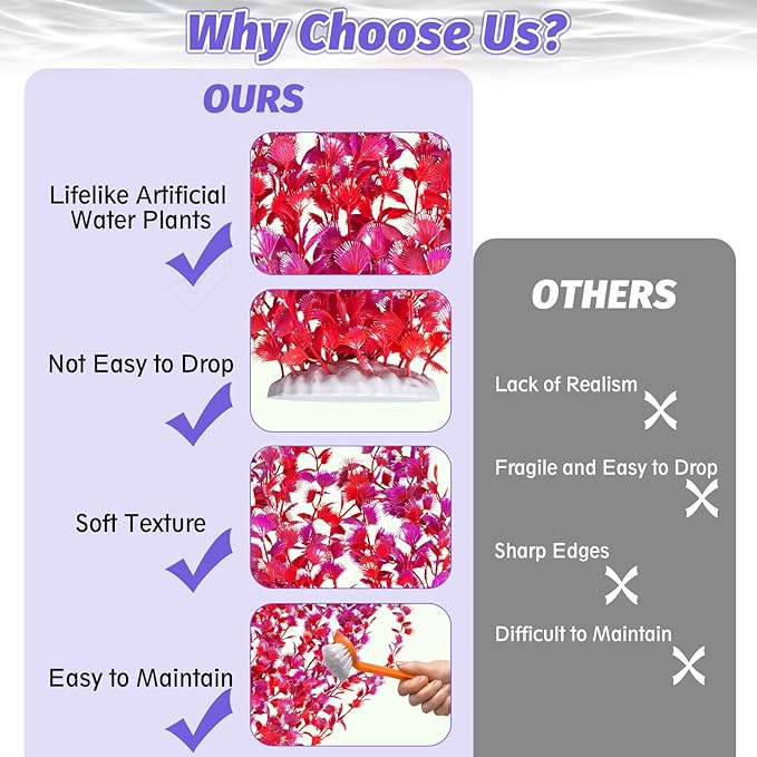 Hamiledyi Aquarium Plastic Plants Aquarium Decor Artificial Fish Tank Plants,Tall Fish Tank Decorations, Extra Large Aquarium Plant 23.6-inch Tall,2PCSï¼_edï¼