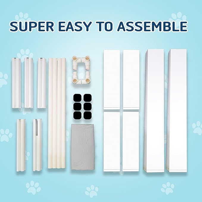 Whelping Box & Puppy Playpen – Upgraded Reinforced Design with Easy-Open Door, Pig Rails, Waterproof Pee Pad & Oxford Floor Liner – Indoor/Outdoor, Easy to Clean (White, Premium 36" x 36" x 18")