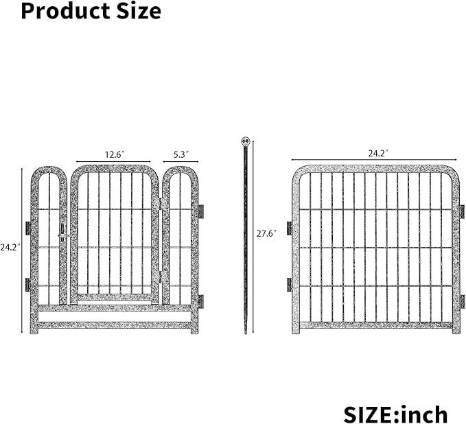 24" H Dog Crate Dog Playpen 8 Panels Furniture Heavy Duty Dog Fence Door with Side Openings,for Large Medium Small Dogs Indoor Outdoor Foldable Pet Exercise Pen,White